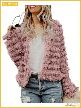 Faux Fur Cardigan Vintage Shaggy Coat Long Sleeve